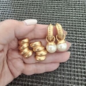 Matte Gold-tone Clip Earrings Bundle